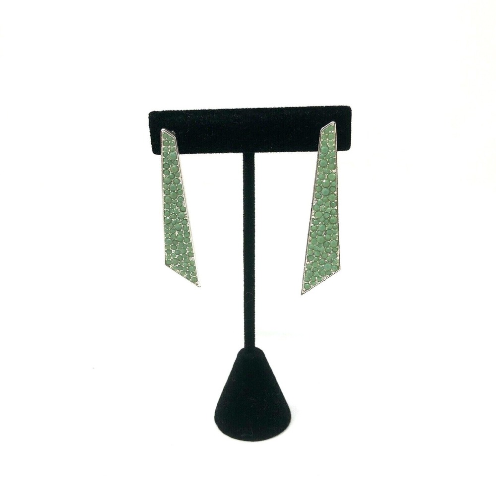 Avon Mark Earrings Green Angle Dangle Earrings Pierced Push‎ Post Back